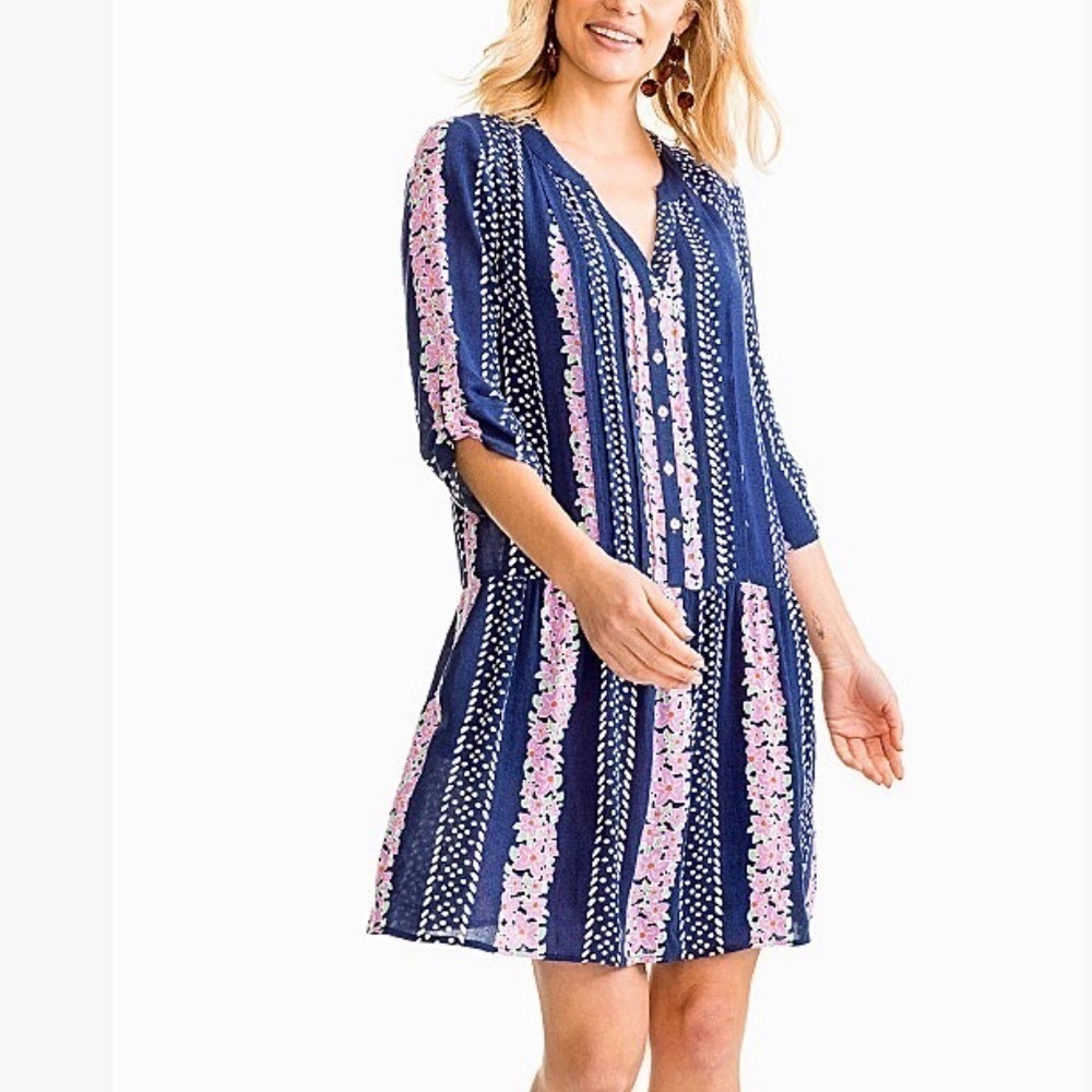 Southern Tide Eva Blue Night Floral Dress Size S